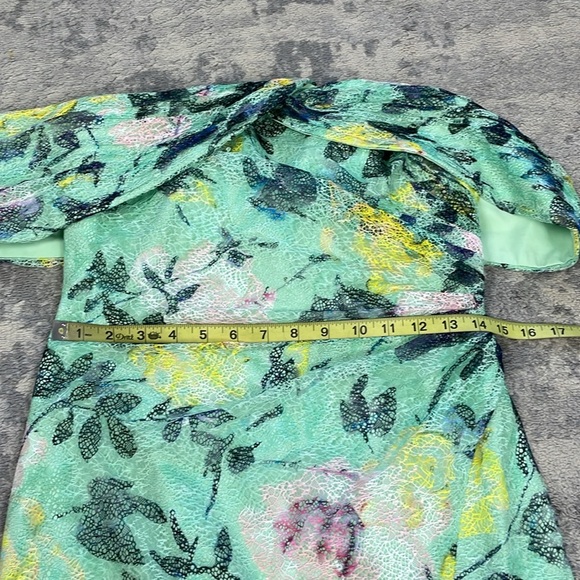 New ML Monique Lhuillier Allie Floral Off Shoulder Lace Midi Cocktail Dress 6 - Picture 9 of 14